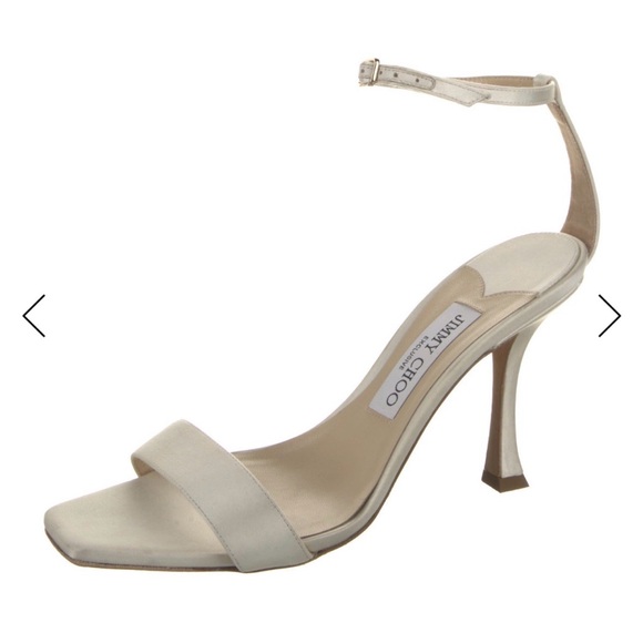 Jimmy Choo Ivory Satin Open-Toe Ankle-Strap Heel